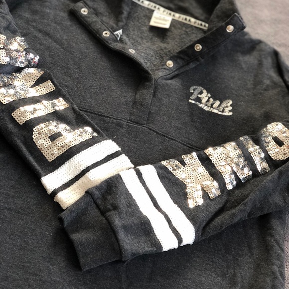 SOLD ❌ PINK VS Boyfriend Varsity Bling Pull Over - Picture 3 of 8